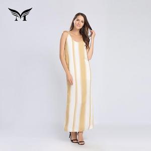 Comode strisce economiche lunghe un pezzo semplice <span class=keywords><strong>abito</strong></span> estivo <span class=keywords><strong>in</strong></span> <span class=keywords><strong>lino</strong></span> di cotone Casual da donna - Product Image 3