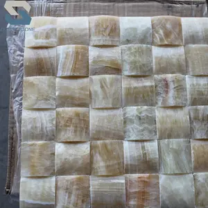 Polished Honey onyx mosaic tile square chips marble mosaic 12x12 inch tiles for bathroom luxury decoration