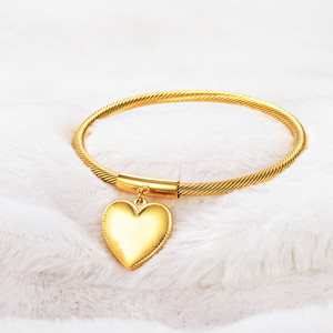 brazalete de dije corazon estilo cable moda en acero dorado inoxiable - Product Image 5