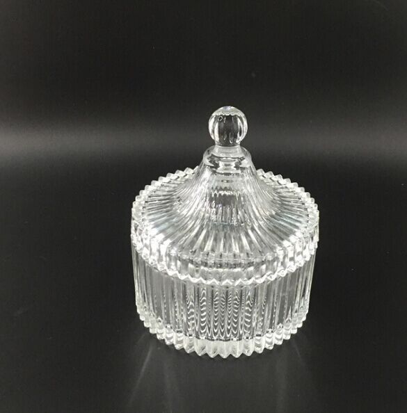 Transparent glass candle jar glass candle holder with lid