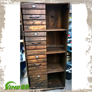 Estante de madera rústico, armario de ropa de muebles con cajones, soporte de niveles de paleta Vintage, exhibición de estantería portátil hecha a mano - Product Image 1