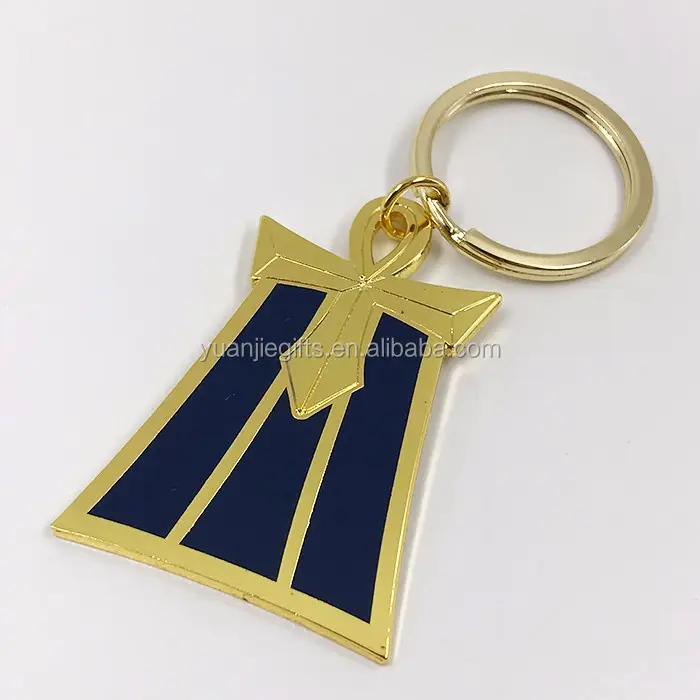 Wholesale Custom Enamel Keychains Gold Metal Black Logo Engraved Metal Key rings