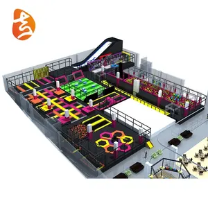Équipement de terrain de jeu intérieur pour enfants, parc commercial, aire de jeu souple, grand trampoline, guerrier ninja, enfants