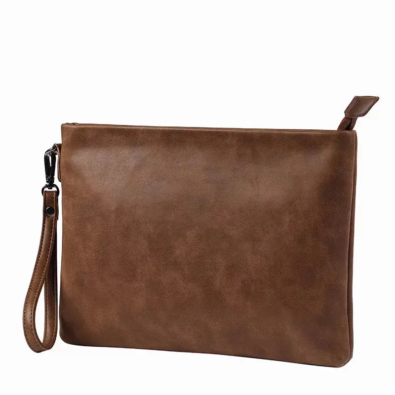 Unisex women envelop clutch wallet crazy horse PU leather clutch bag for men