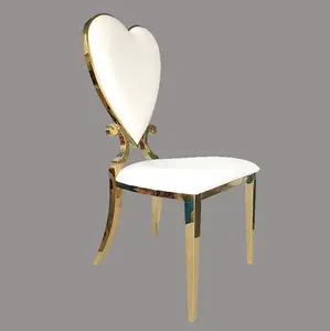 2018 new design silver or gold heart shape stainless steel wedding chair for banquet event