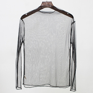 Donne di Estate della molla Della Camicia Camicetta di <span class=keywords><strong>Pizzo</strong></span> Parti Superiori Sexy Manica Lunga <span class=keywords><strong>Maglia</strong></span> <span class=keywords><strong>Nera</strong></span> See-through Camicette - Product Image 4