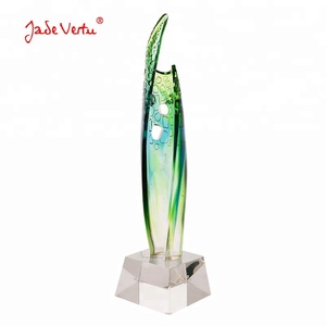 basketball crystal trophies k9 crystal trophies Pate de verre award art glass crystal green sail trophy