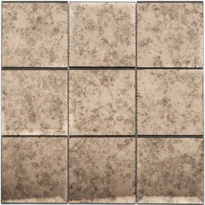 China Wholesale 100x100mm Waterjet Glass Mosaic Large 3D Beveled Antique Mirror Tiles