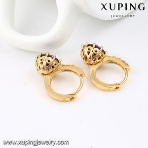 <span class=keywords><strong>Xuping</strong></span>-pendientes de aro chapados en oro con piedra colorida, joyería de moda, 27431 - Product Image 6