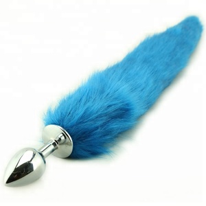 Azul rosca de tornillo de acero inoxidable de cola de zorro enchufe trasero Anal Cosplay ano dilatador - Product Image 1