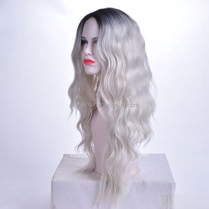 Aishili Fabbrica Ingrosso 2026 Migliori Vendite <span class=keywords><strong>Parrucca</strong></span> Sintetica <span class=keywords><strong>Lunga</strong></span> Ondulata 22 Pollici Colore Ombre da Nero a Argento per Donna - Product Image 3