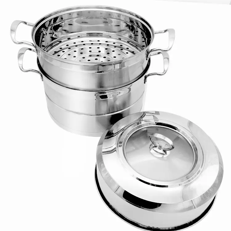 3 Tiers Industrial Stainless Steel Large Food Steamer/Stackable Cooking Pot&Steamer