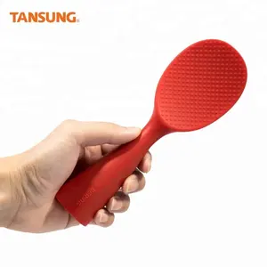 Custom Color Kitchen Tool Rice Serving Spoon Non Stick Silicone Standing Rice Paddle