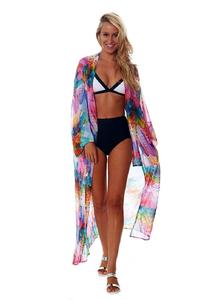 Summer Women Swimsuit Bikini Cover up Sexy <strong>Beach</strong> Cover Ups Chiffon Long Dress Elegant Printed <strong>Beach</strong> Bathing Suit Tunic <strong>Kaftan</strong> - Product Image 2