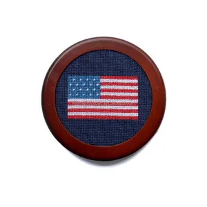 2017 Amerika Flag 18 Jerat Sulaman Kayu Coaster Set