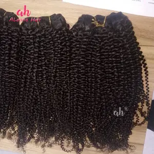 Tóc Người Tự Nhiên Lớp Hàng Đầu Bán Buôn Mông Cổ Kinky Tóc Xoăn, 4B 4C Afro Kinky Xoăn Tóc Con Người Weave 10 "-40" Trong Kho