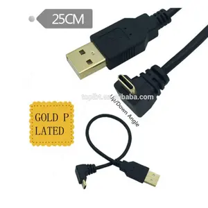 Wholesale Hot Sell Black Gold Plated USB 2.0 AM to Up Angle Type C data transfer Extension Cable