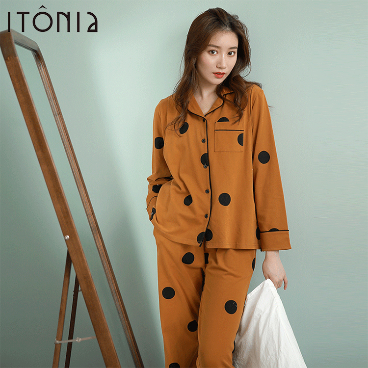 Новинка 2019, осенняя мягкая 100% хлопковая карамельная одежда в горошек для беременных и отдыха