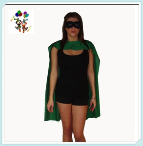 Capes de super-héros pour adultes en satin imprimé personnalisé de couleur verte bon marché avec masque pour les yeux HPC-0588 - Product Image 2