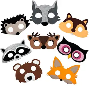 Woodland cosplay zoo camping forest themed birthday party favors halloween masquerade kids animal felt masks