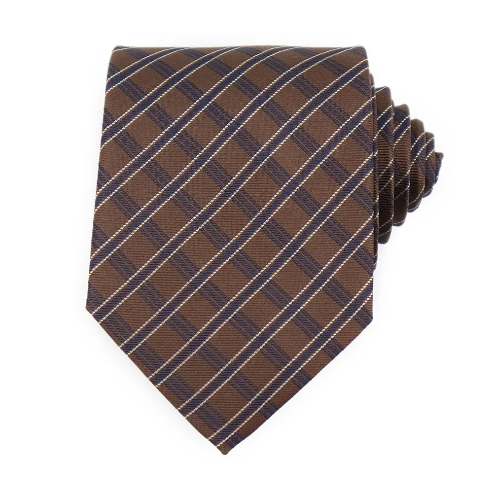 100% degli uomini di Seta Cravatte Miglior Prezzo Controllare Etichetta Personalizzata Cravatta Marrone per L'uomo