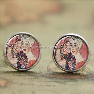 Klimt earring,two beautiful women Artist earring Print Photo Symbolism Art earring