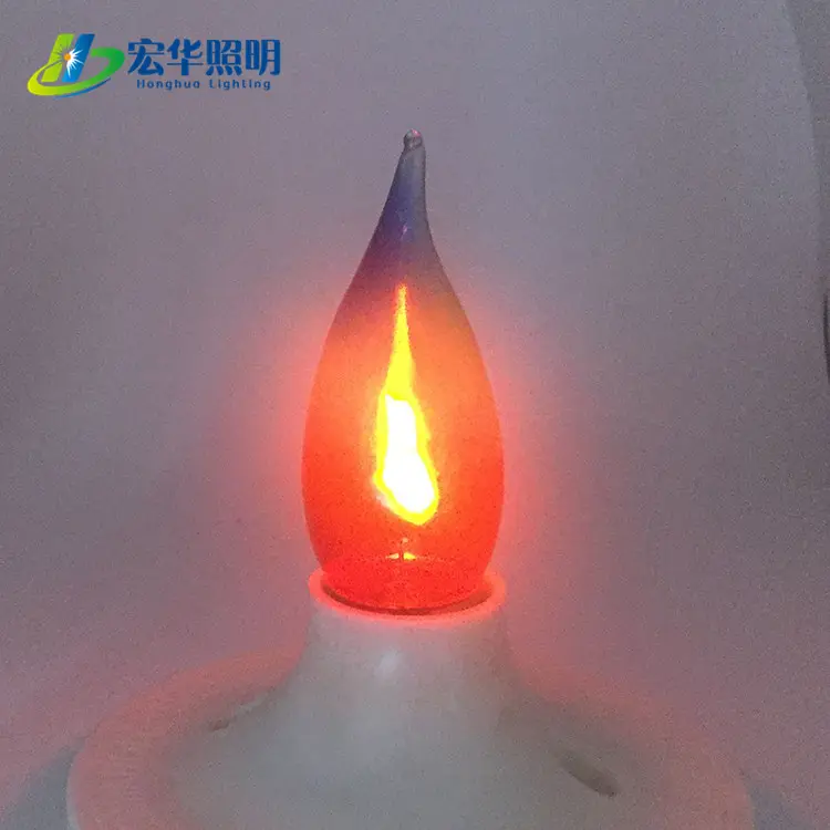 Flicker Flame Bulb Cal35 E14 3W LED Beautiful Rainbow Flicker Flame Long Tailed Light Bulb