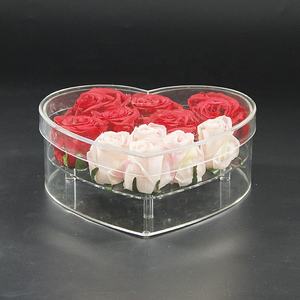 Forme de coeur clair perspex roses acrylique boîtes à fleurs en gros - Product Image 5