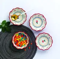 Porselein Goedkope Diepe Dessertbord Servies Platen Met Hand Gedrukt Decal