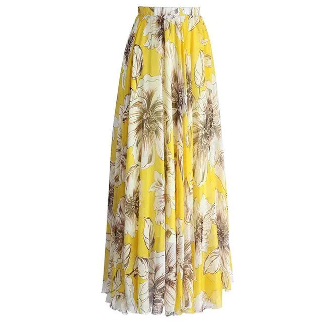 custom make latest design floral pattern long maxi skirt