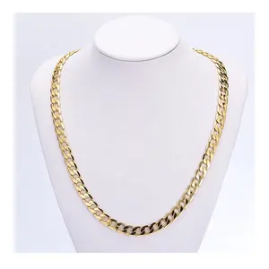 2024 Dubai Wholesale 10k Real Laminated Oro Original 18k 22K Gold Pure Filled Plated Jewelry 14k Cuban Chains Necklace For men