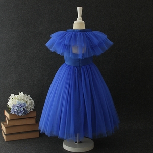 Nuovi vestiti per bambini di colore blu vestito da principessa per 3 anni vestito da ragazza vacanza sole abbigliamento per bambini - Product Image 3