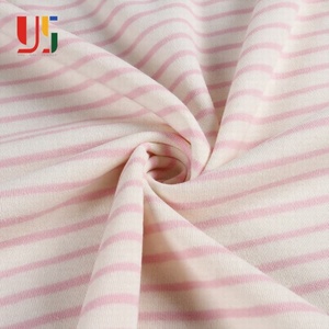 Baumwolle weiß und rosa Spandex Heidekraut Französisch Frottee Baby Poly gestreiften Fleece Stoff - Product Image 5