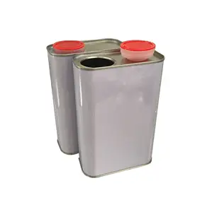 Lata de lata de pintura retangular de metal 1l, latas com tampa plástica para tanque de óleo do motor