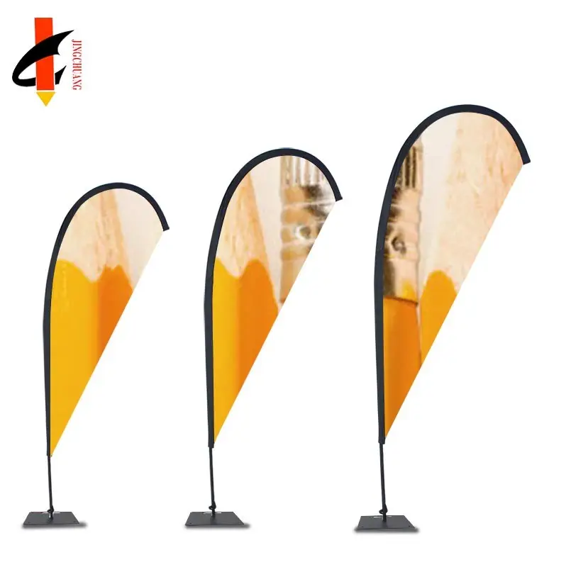 Wholesale advertising outdoor beach flag 80*180 polyester feather flag teardrop knife shape custom beach flag