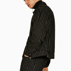 Giacca Casual stile High-End <span class=keywords><strong>a</strong></span> <span class=keywords><strong>righe</strong></span> giacca da <span class=keywords><strong>uomo</strong></span> in cotone primavera autunno nero - Product Image 3