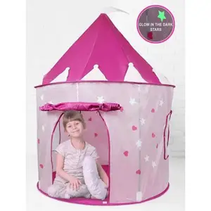 Fairy Play Girls Pink Princess Castle Play Tent Features Glow in the Dark Stars Stick