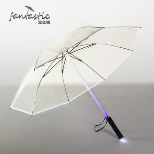 Parapluie LED de sécurité pour la marche nocturne avec poignée lampe torche, parapluie transparent coupe-vent à piles pour la pluie - Product Image 1