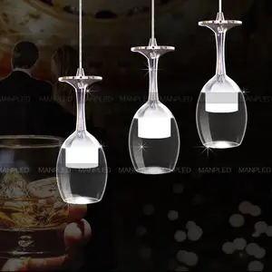 Weinglas Form Acryl Zeitgenössische LED Kronleuchter Esszimmer Drei Kopf Pendel leuchten für Esszimmer Küchen insel