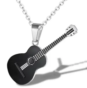 <span class=keywords><strong>Collana</strong></span> in acciaio al titanio maschio e femmina con ciondolo per chitarra di personalità creativa - Product Image 1
