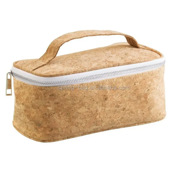 2020 neue Design Natürliche Holz Farbe Kork Stoff Machen Up Tasche, Tragbare Frauen Make-Up Fall, mode Schönheit Zipper Kosmetische Fall