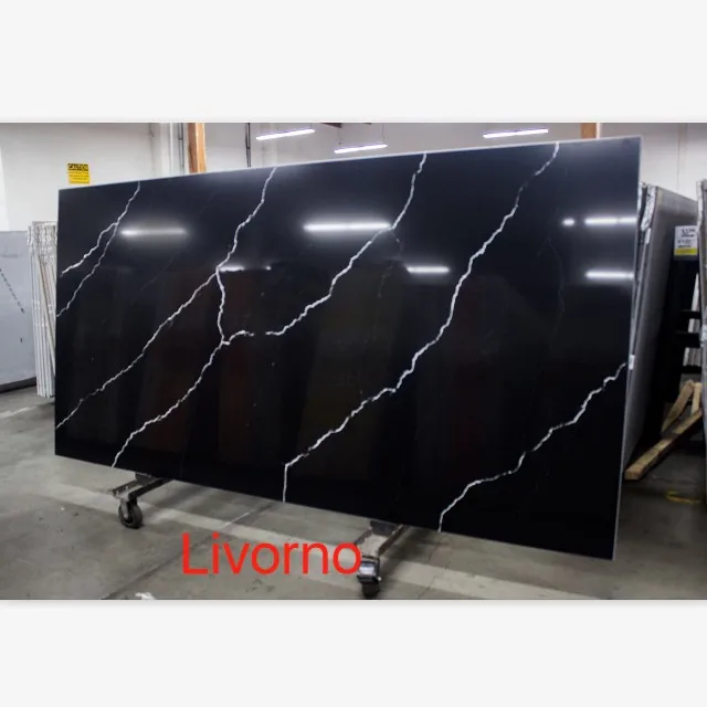 Черная кварцевая плита Calacatta лучшего качества по заводской цене