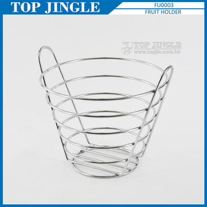 Corbeille à fruits écologique moderne en fil métallique chromé de forme conique Style classique pour usage alimentaire 24.5x23x21.5cm - Product Image 1