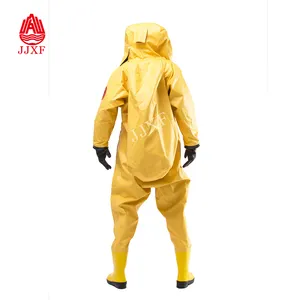 Warna kuning EN standar Berat anti-kimia pakaian jiujiang kimia tahan senyawa PVC fireman suit untuk pemadam kebakaran