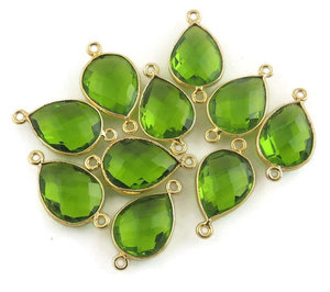 Vermeil ขั้วต่อพลังน้ำ Peridot สีเงินสเตอร์ลิงสีทอง-925 - Product Image 1