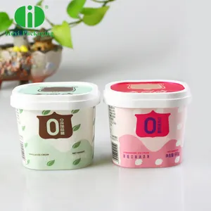 인기 상품 맞춤 인쇄 사각 일회용 가격 통 뚜껑 포함 아이스크림 종이컵 용기