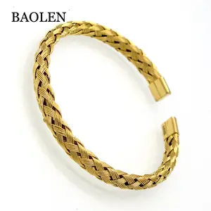 Fashion Cuff Bangles Bracelet Jewelry Women der Stainless Steel Weave Simple Style Gold Color Bracelets For Women der Jewelry