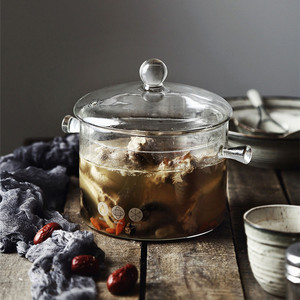 Marmite à soupe transparente en verre borosilicate de haute qualité, style américain, avec poignée et couvercle en verre, compatible gaz et induction, ensemble d'ustensiles de cuisson écologiques - Product Image 5