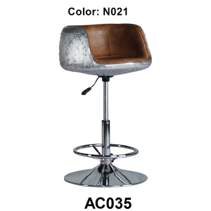 Tabouret haut, rotatif réglable en hauteur, <span class=keywords><strong>chaise</strong></span> <span class=keywords><strong>de</strong></span> <span class=keywords><strong>bar</strong></span>, style industriel, en feuille d'aluminium et cuir, pour cuisine, nouveauté - Product Image 1
