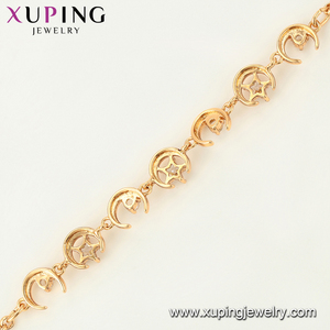 75819 Xuping Fashion Gift Jewelry Gold Plated Moon and <strong>Star</strong> Shape Crystal Charm Bracelet - Product Image 4